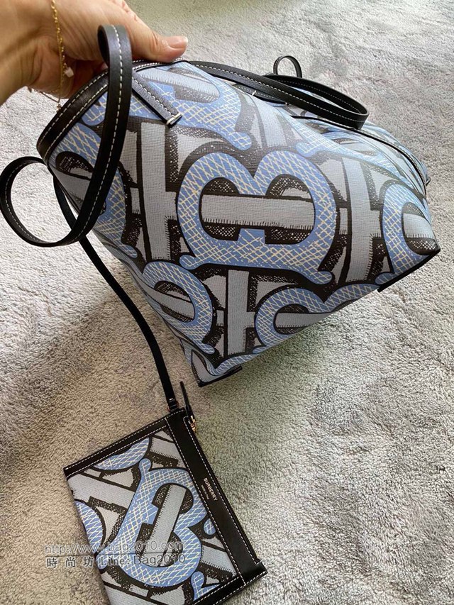 Burberry專櫃新款女包 巴寶莉Beach Tote沙灘托特包 標識印花環保帆布手提購物包  db1060